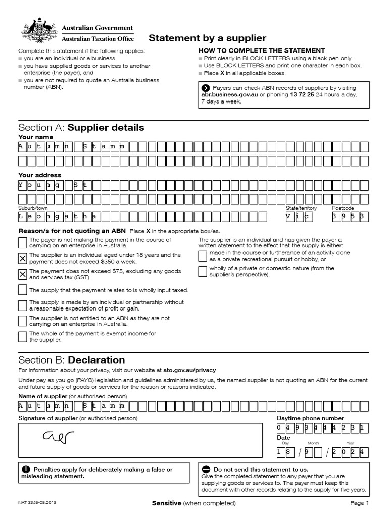 ABN Exemption Statement Guide | PDF | Payments | Public Finance