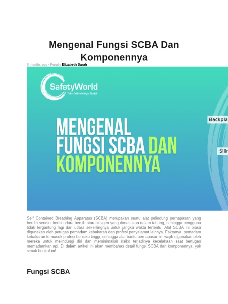 Fungsi dan Komponen SCBA Terperinci | PDF