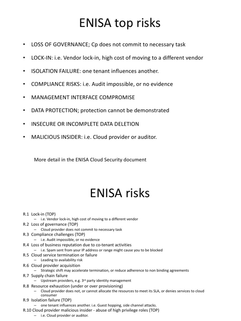 LMS 5-35 ENISA Risks 35 | PDF | Cloud Computing | Security
