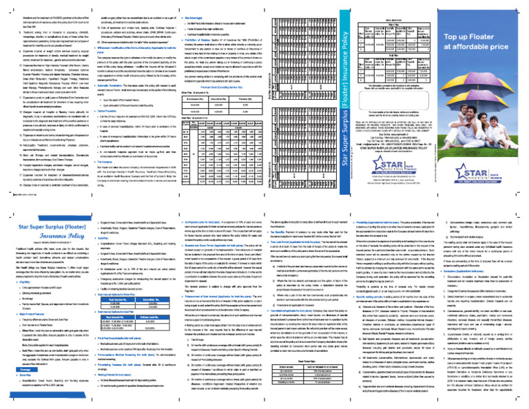 Star Super Surplus Floater Insurance Brochure | PDF