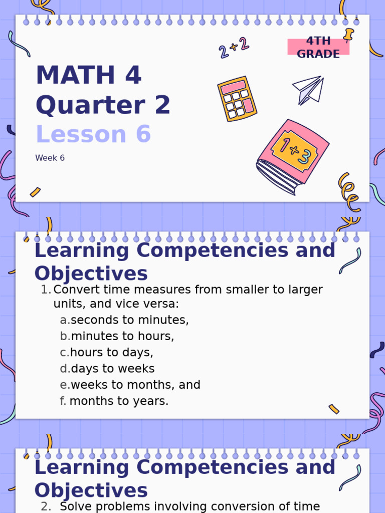q2 - Math 4 Lesson 6 Week 6 | PDF | Clock | Cognition