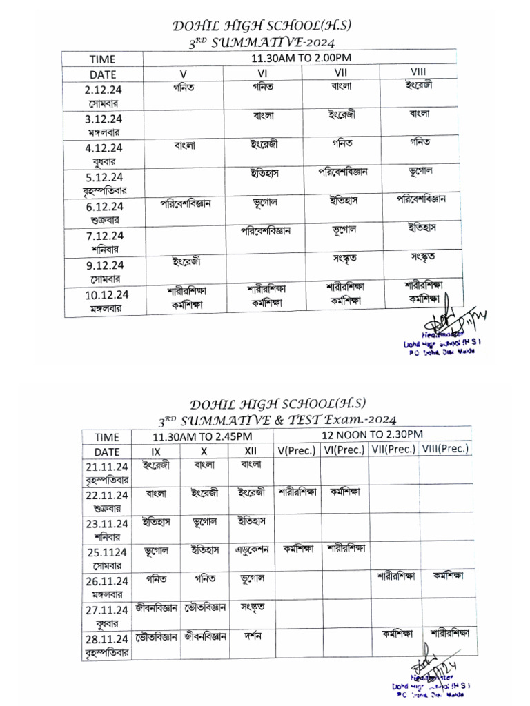 Final Exam Schedule 2024 | PDF