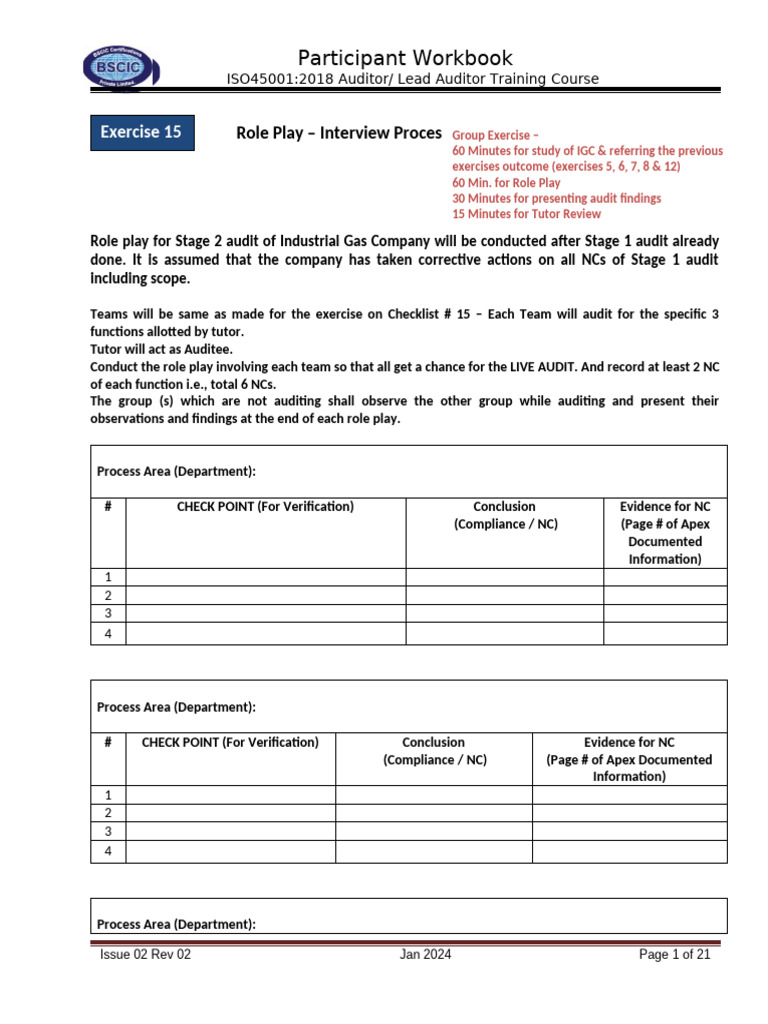 ISO 45001 Auditor Training Workbook | PDF | Audit | Risk
