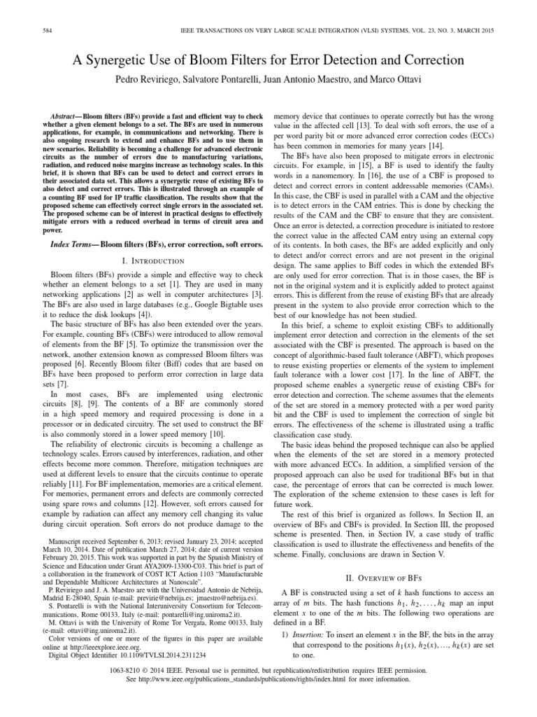 Bloom Filters for Error Detection & Correction | PDF | Error Detection ...