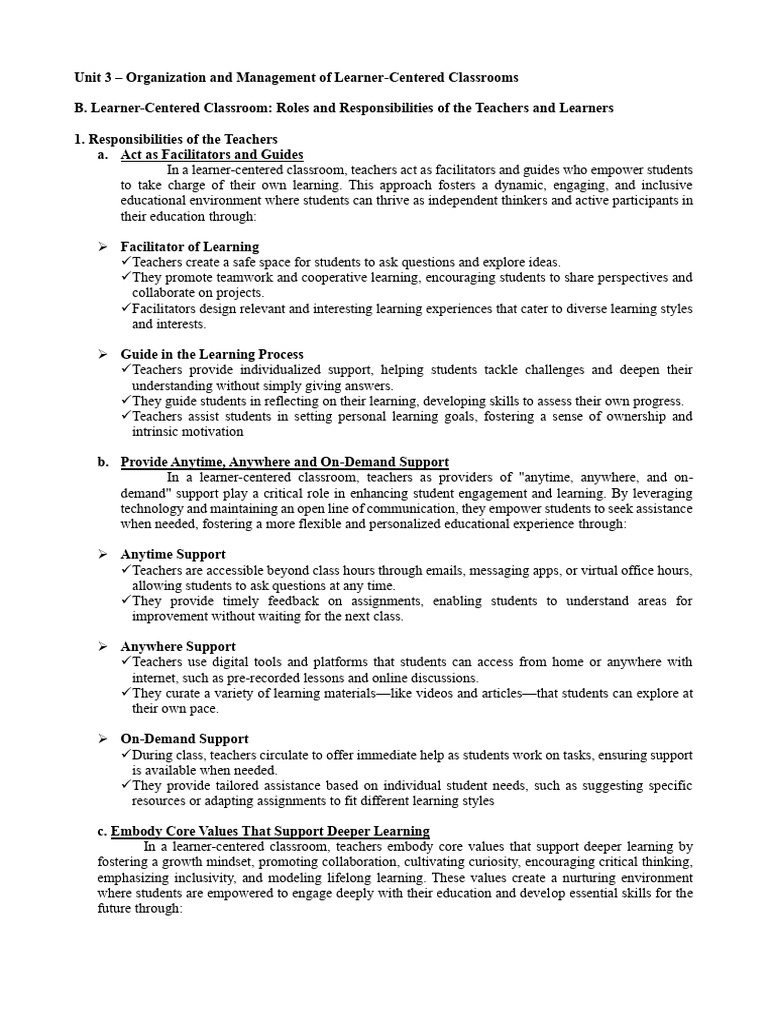Roles in Learner-Centered Classrooms | PDF | Learning | Teachers