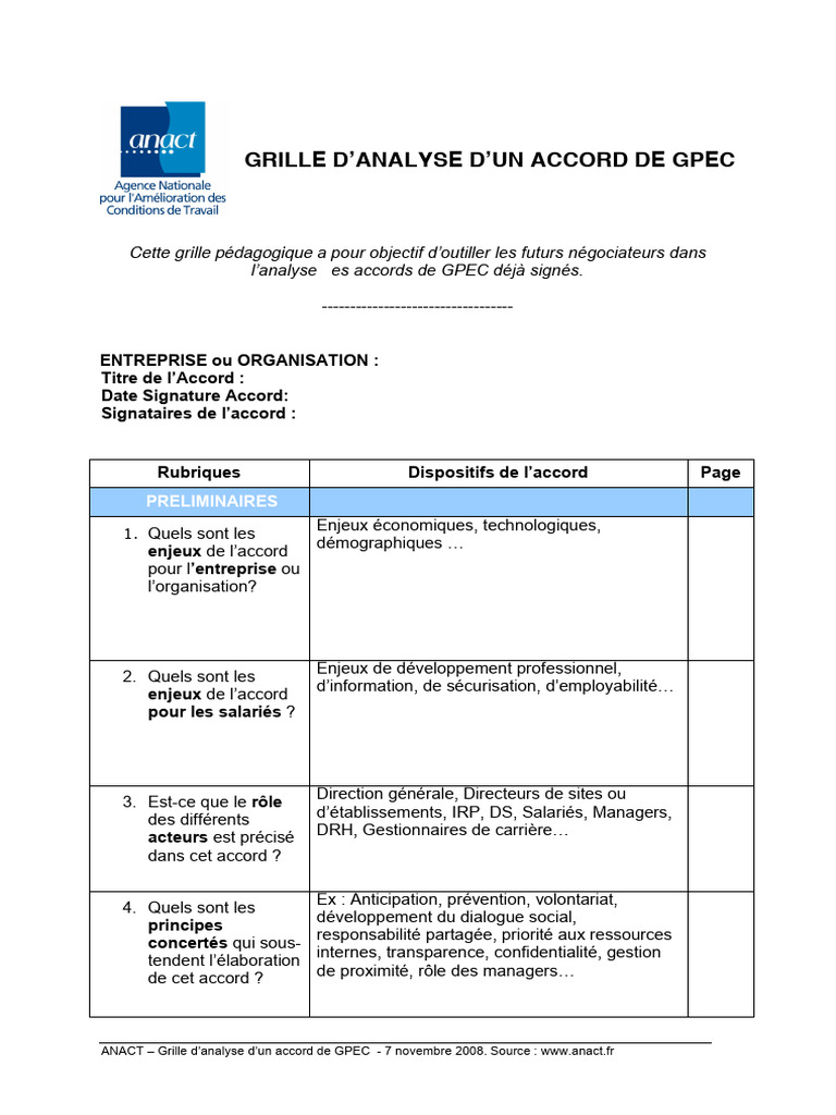 Analyse d'un Accord de GPEC | PDF | Gestion des ressources humaines ...