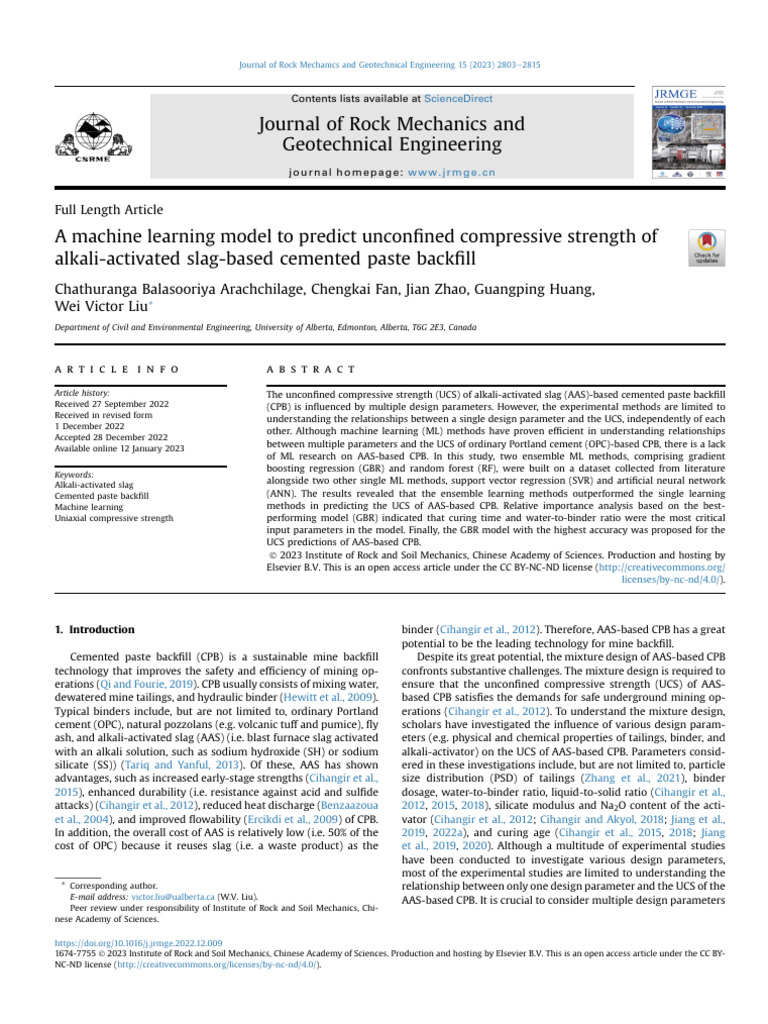 Predicting UCS of AAS-Based CPB | PDF | Machine Learning | Mean Squared ...