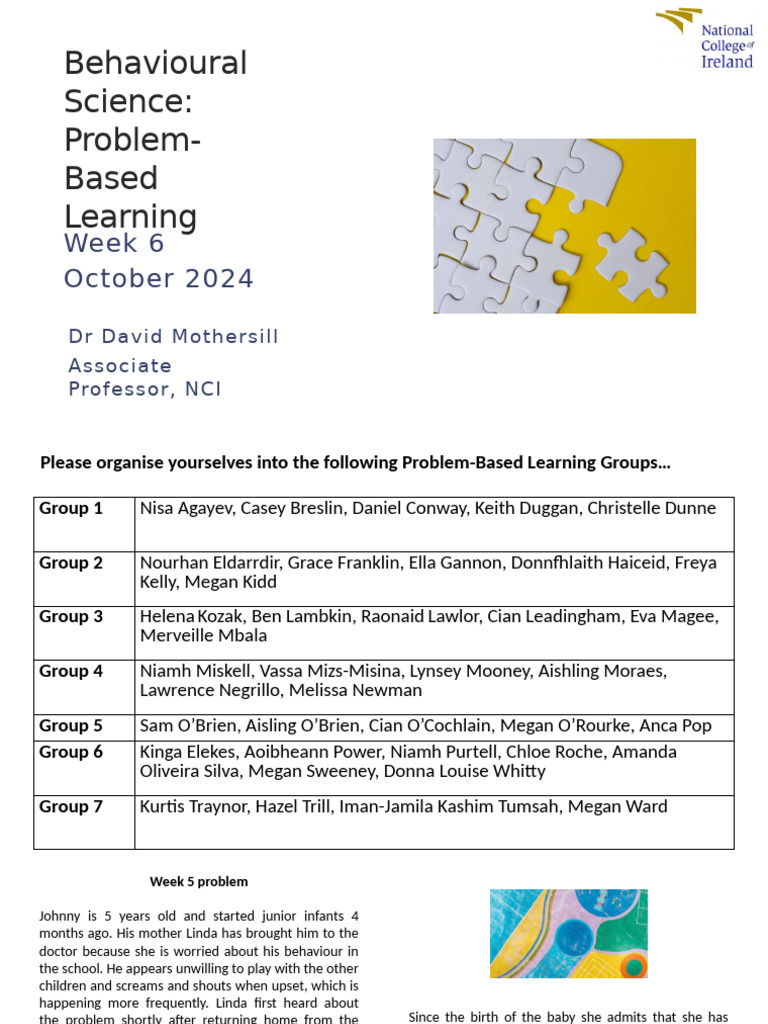 Behavioural Science Problem Based Learning Lecture 6 | PDF | Attachment ...