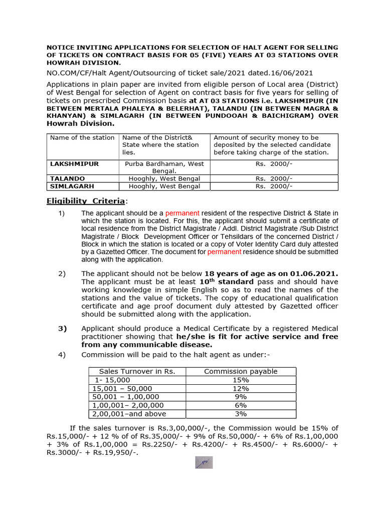Halt Agent Ticket Sales Application Notice | PDF | Government
