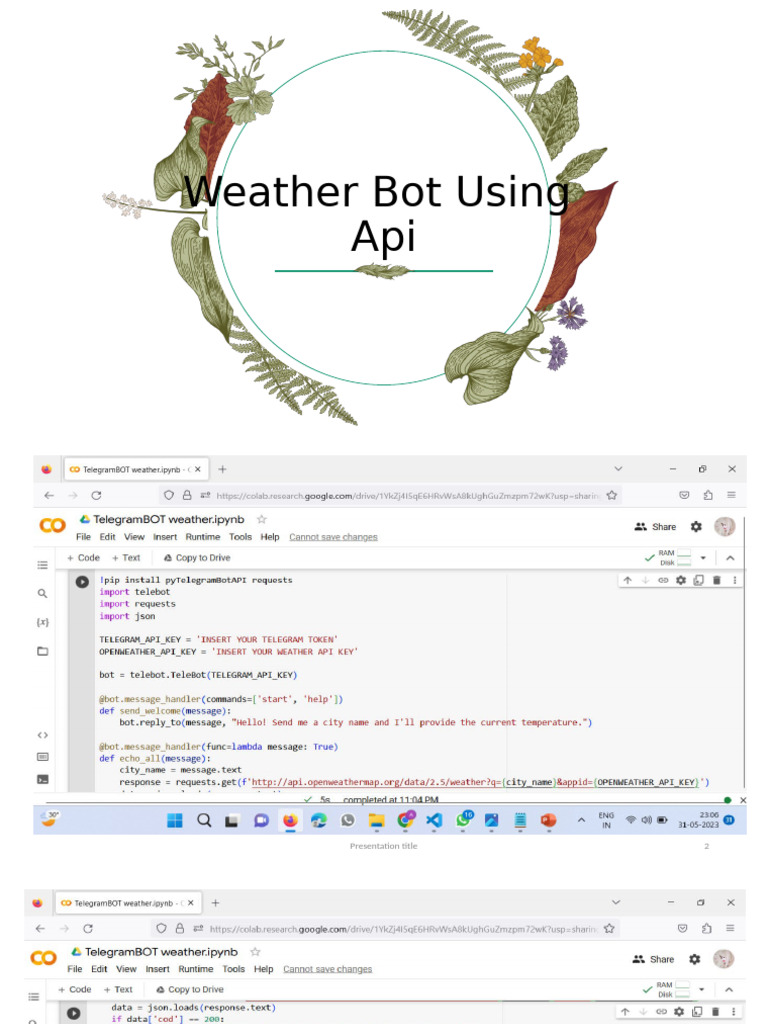 Weather Bot Using | PDF | Computers