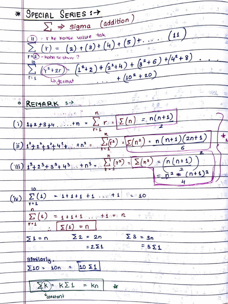 Special Series Sequence and Series Class11 | PDF