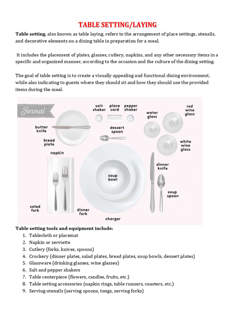 Table Setting Essentials and Techniques | PDF | Tableware