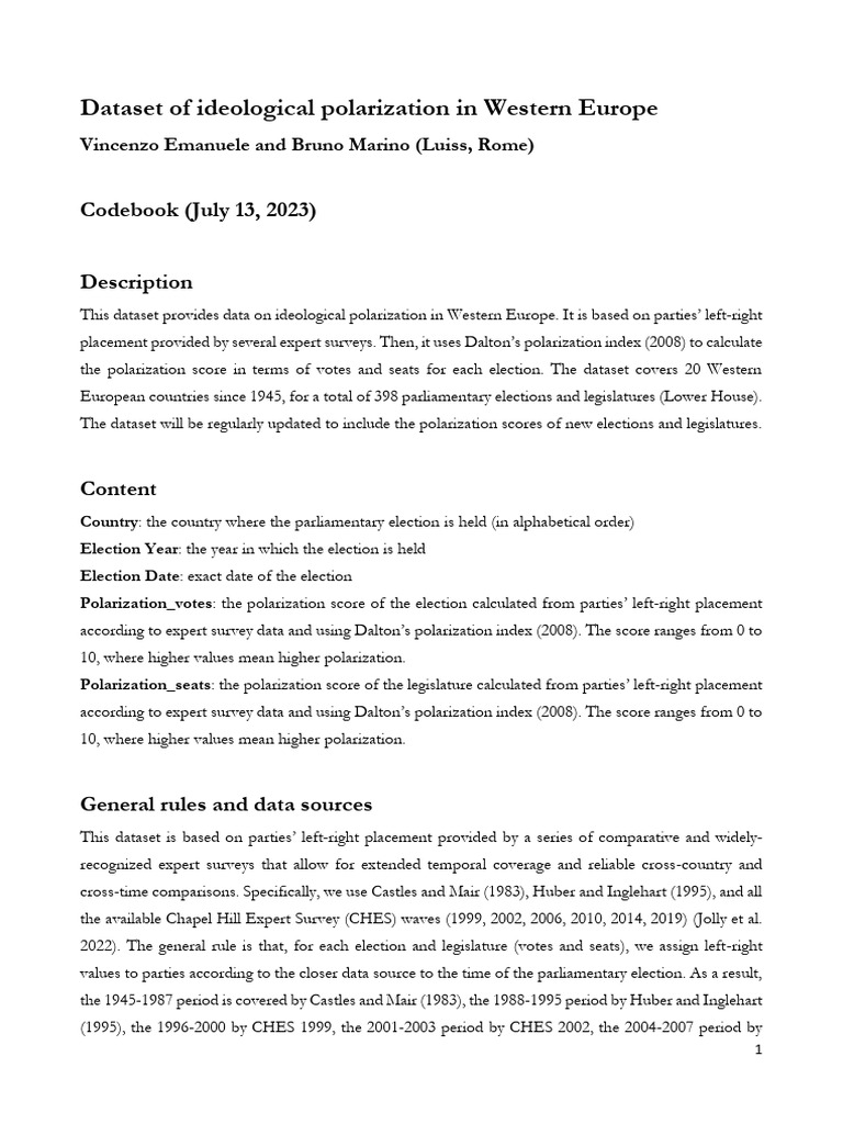 Codebook and Dataset Information | PDF | Political Science | Political ...