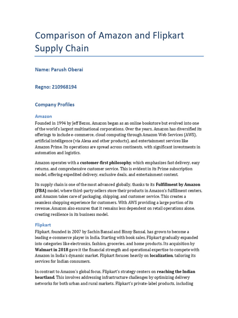 Amazon vs Flipkart Supply Chain Analysis | PDF | Supply Chain ...