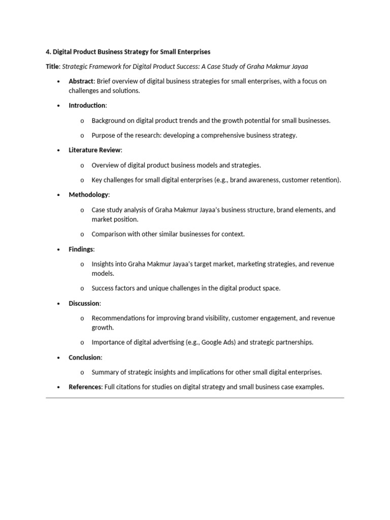 Digital Strategy for Small Enterprises | PDF