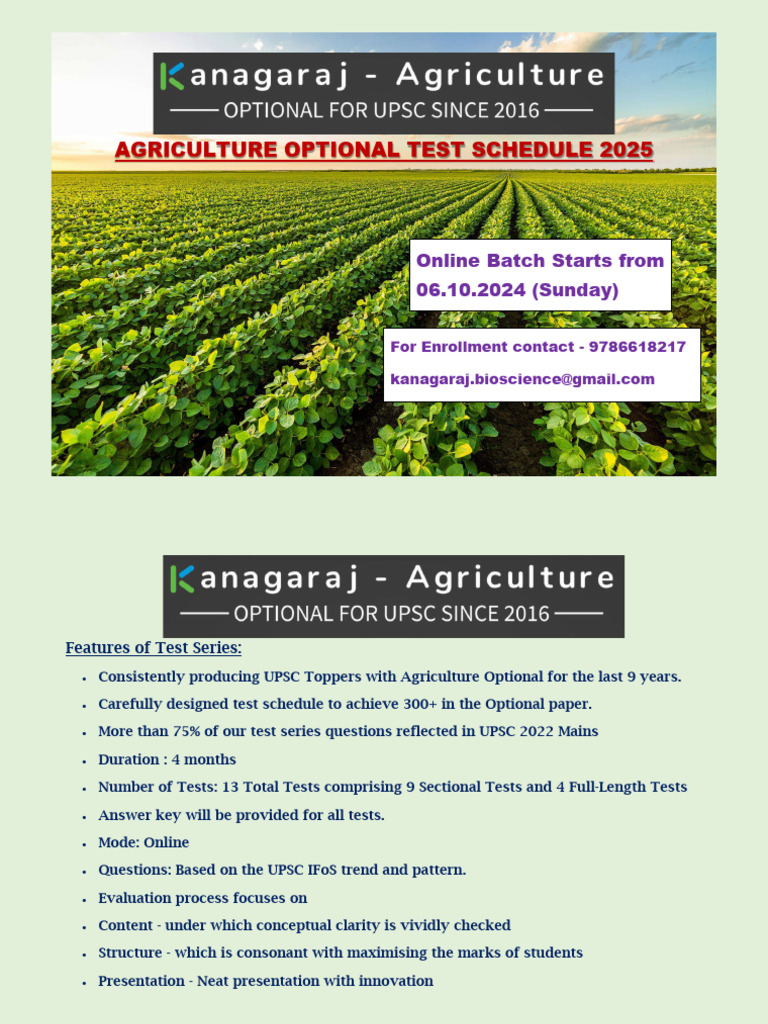 Agriculture Optional Test Series 2025 | PDF | Plant Breeding | Agriculture