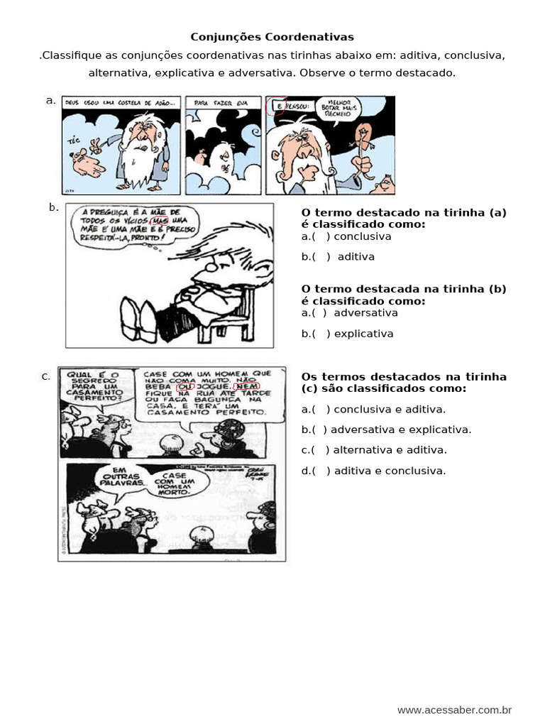 Atividades sobre Conjunções Coordenativas | PDF