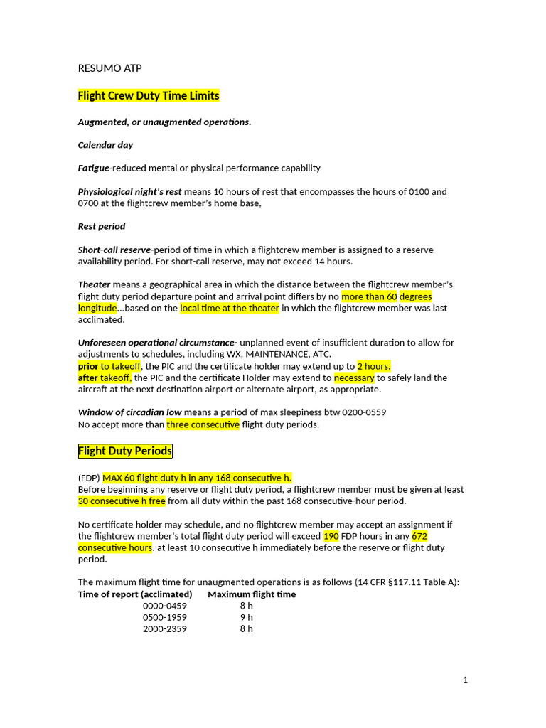 Flight Crew Duty Time Regulations | PDF | Instrument Flight Rules ...