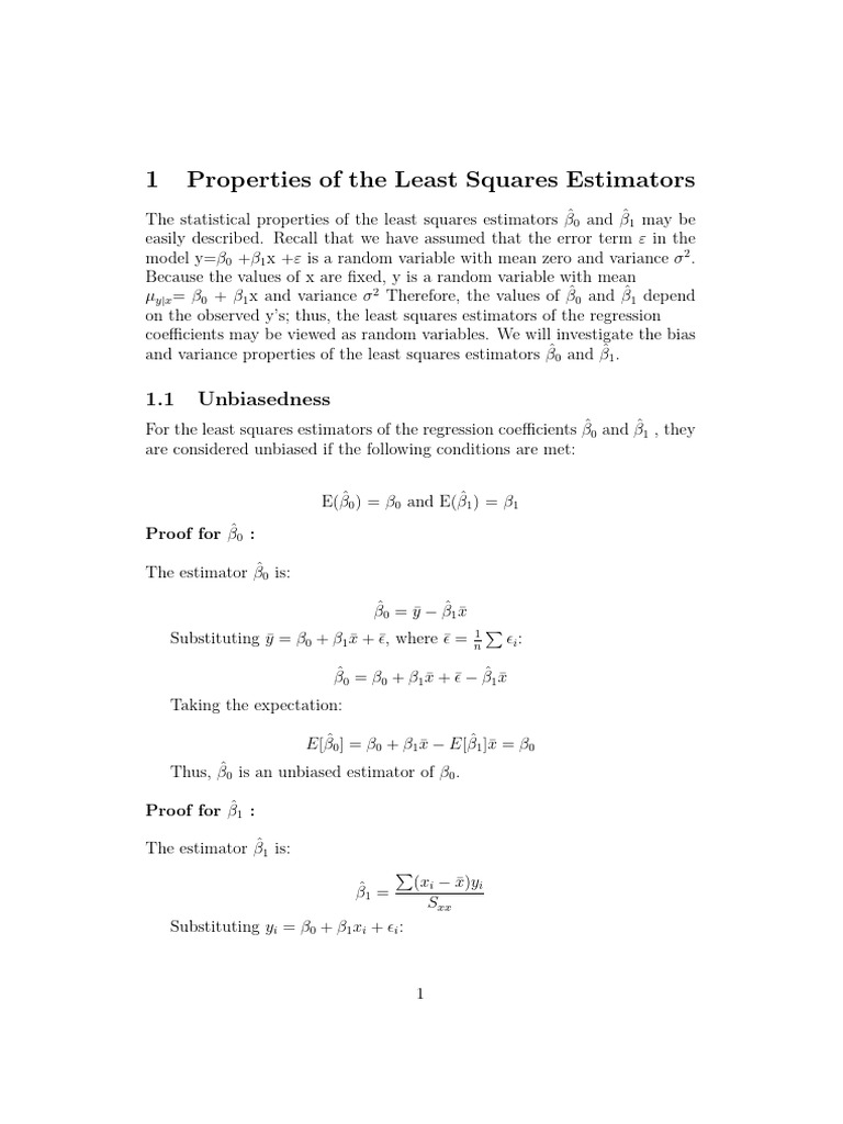Proparties of Least Square | PDF | Ordinary Least Squares | Estimator