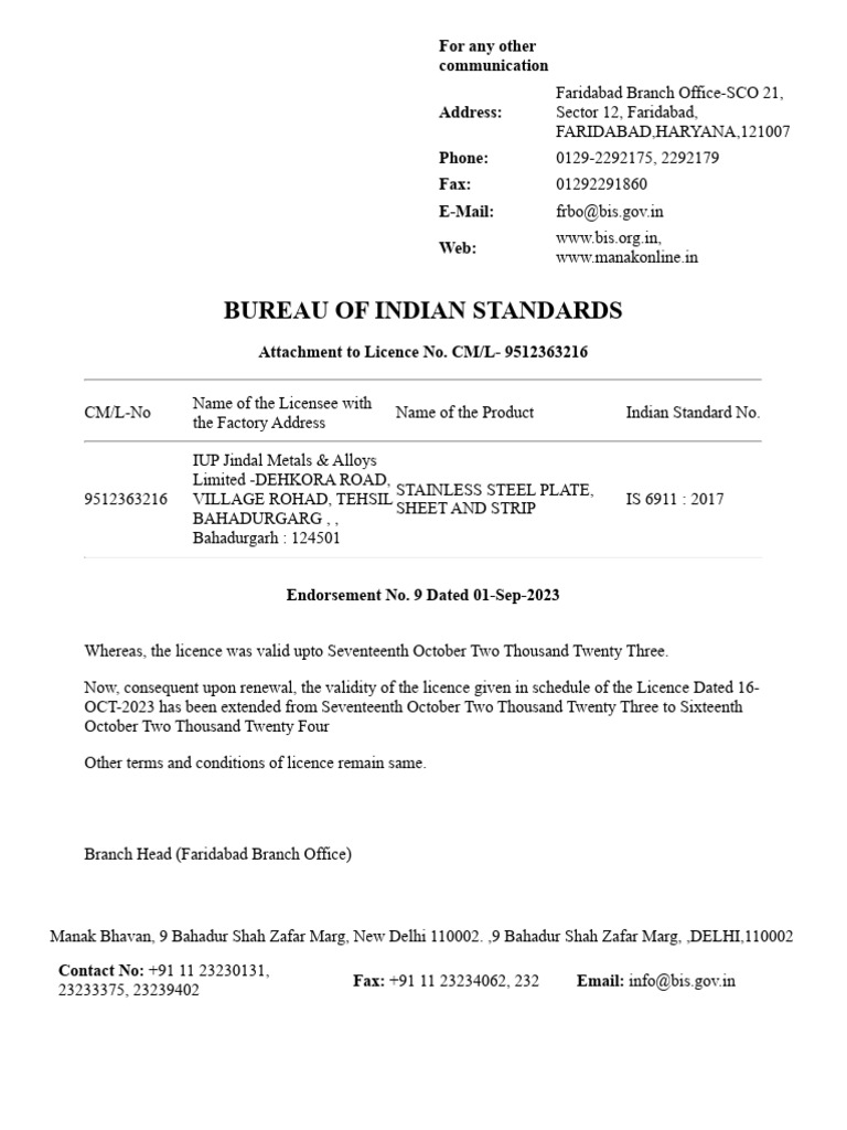 Bis License Certificate | PDF