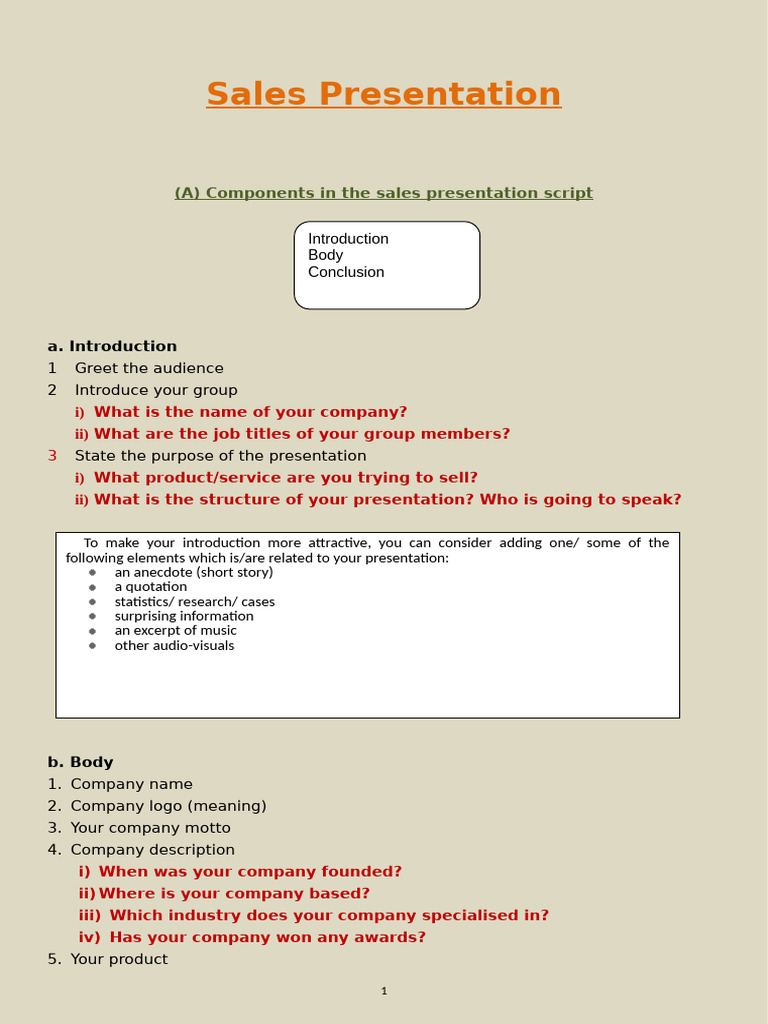Sales Presentation Structure Guide | PDF | Career & Growth | Business