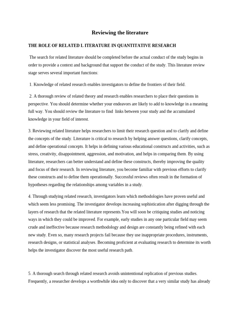 Importance of Literature Review in Research | PDF | Libraries ...