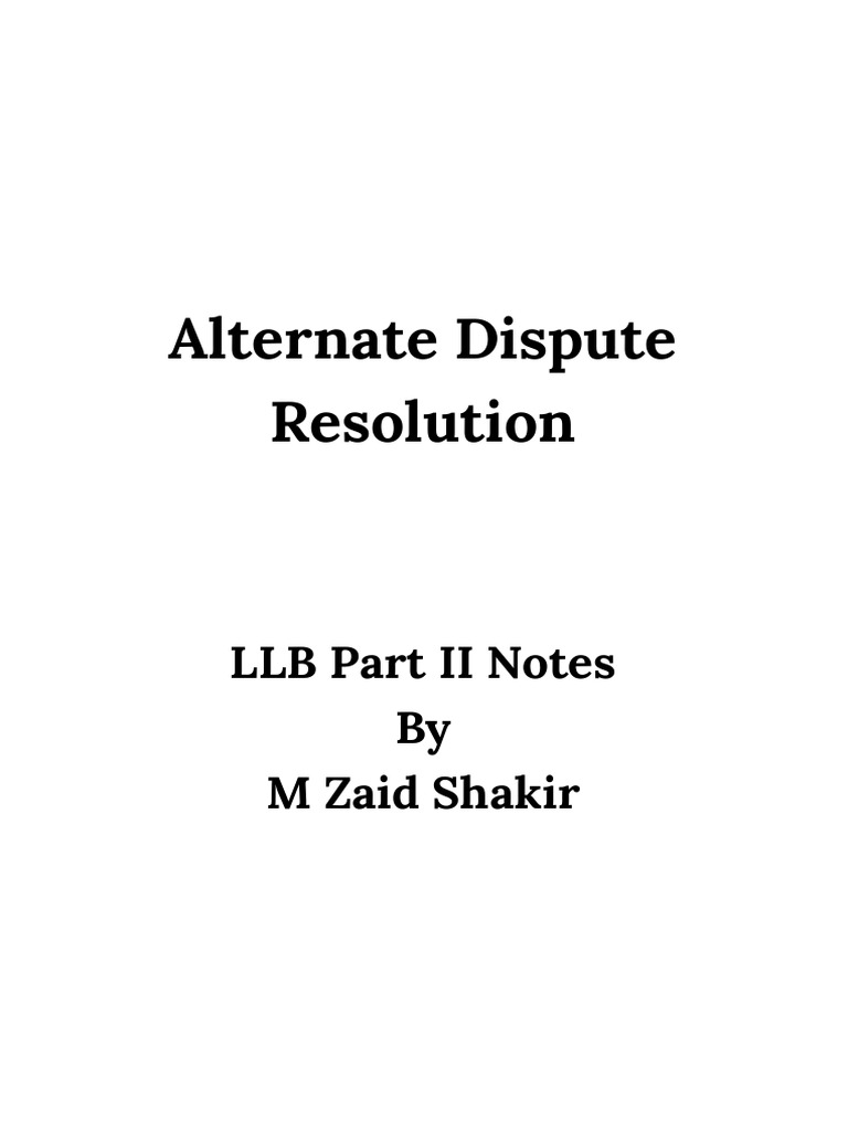 ADR LLB Part II Study Notes | PDF | Alternative Dispute Resolution ...