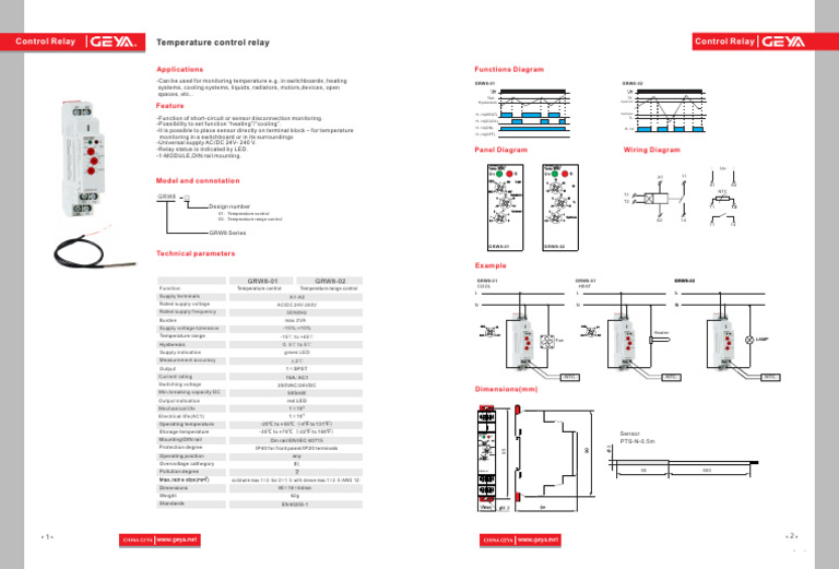 Temperature Control Relay GRW8 Series | PDF | Relay | Equipment