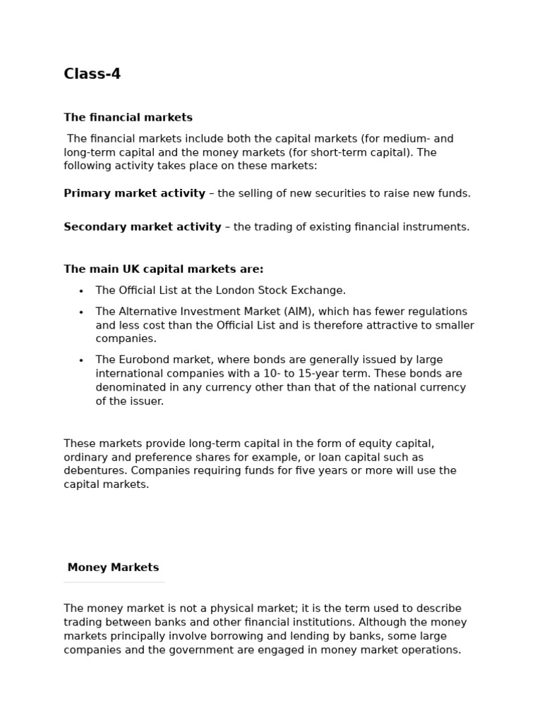 Overview of Financial Markets and Instruments | PDF | Yield Curve ...