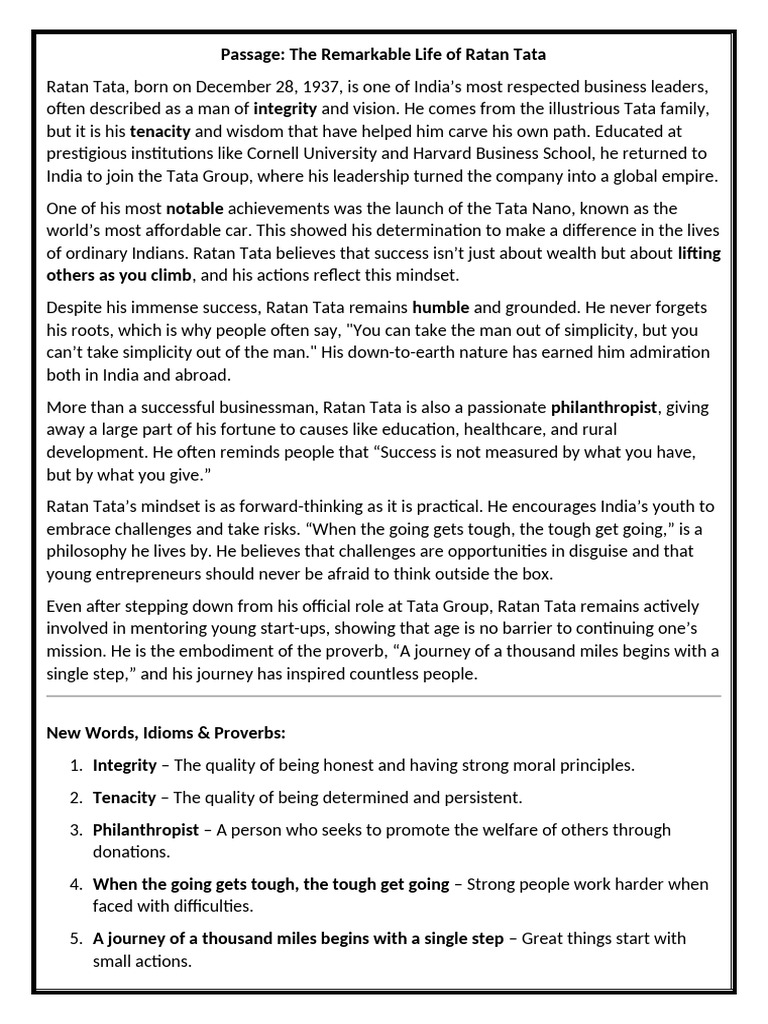 Ratan Tata's Impactful Legacy | PDF | Courage | Thought