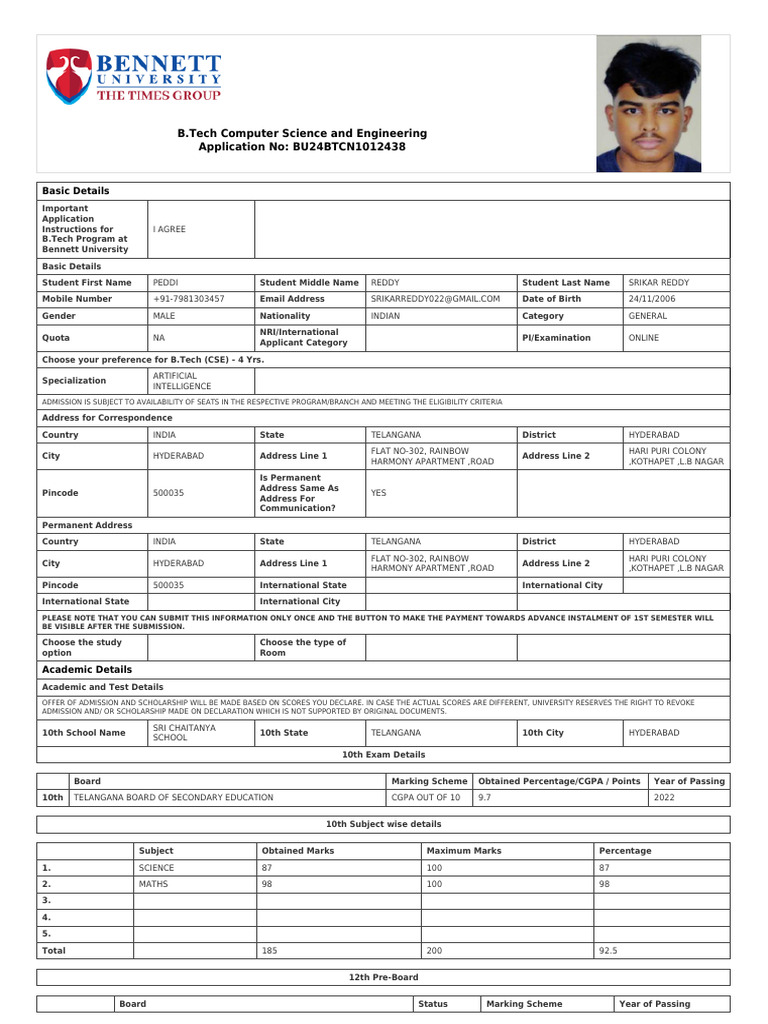 Application Form BENNETT | PDF | Middle Schools