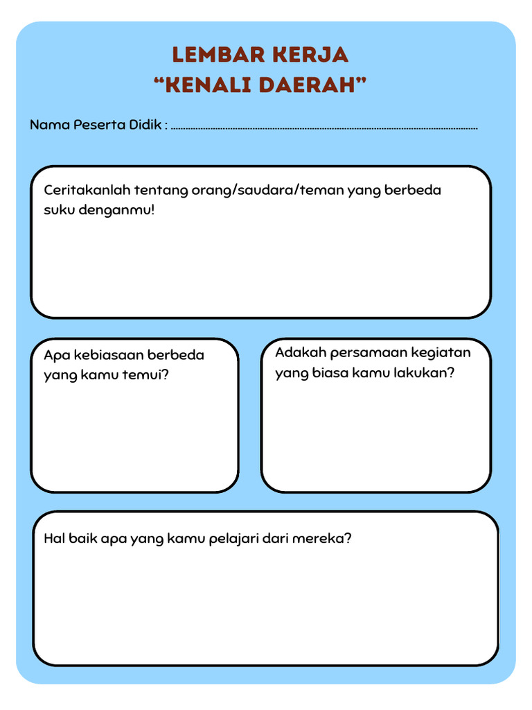 Lembar Kerja Kenali Daerah | PDF | Pengembangan Diri