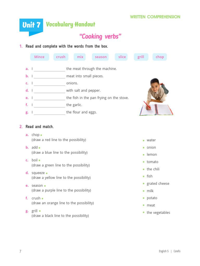 Vocabulary - Cooking Verbs | PDF
