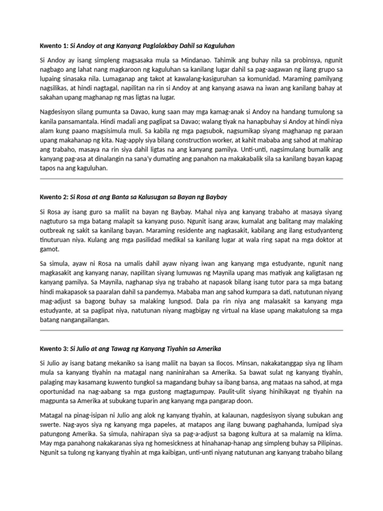 Kwento 1 | PDF
