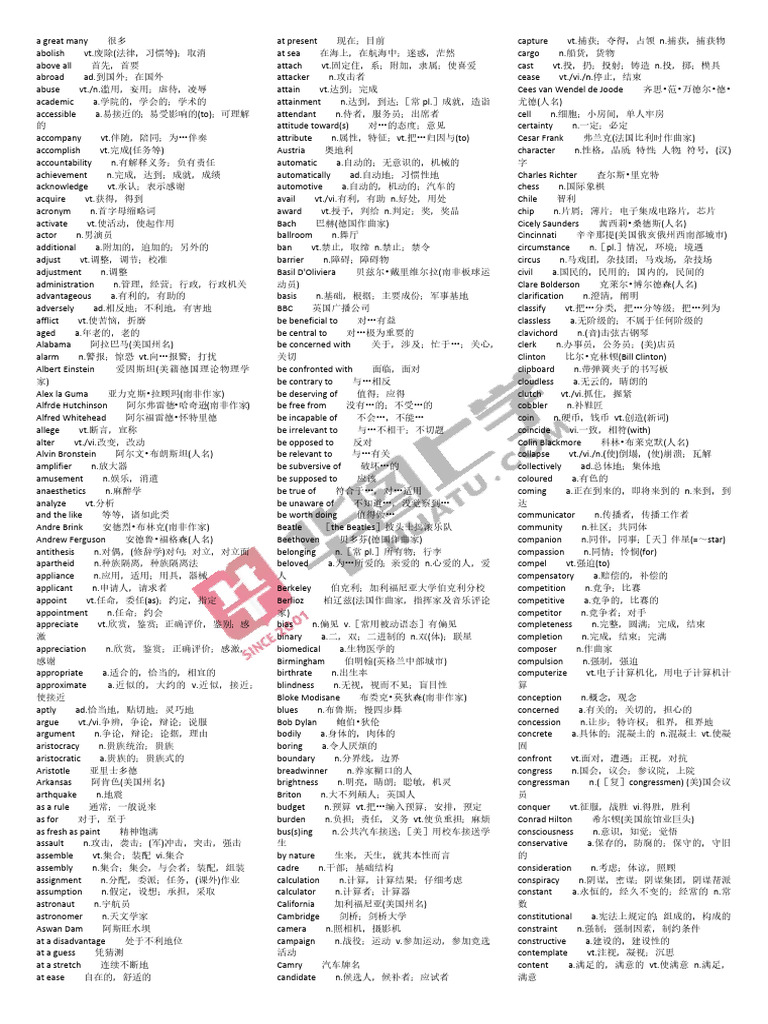 自考英语（二）单词（整理版） | PDF