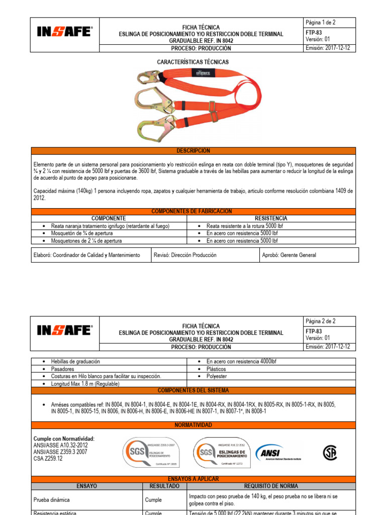 Eslinga de Posicionamiento y Restricción | PDF | Acero