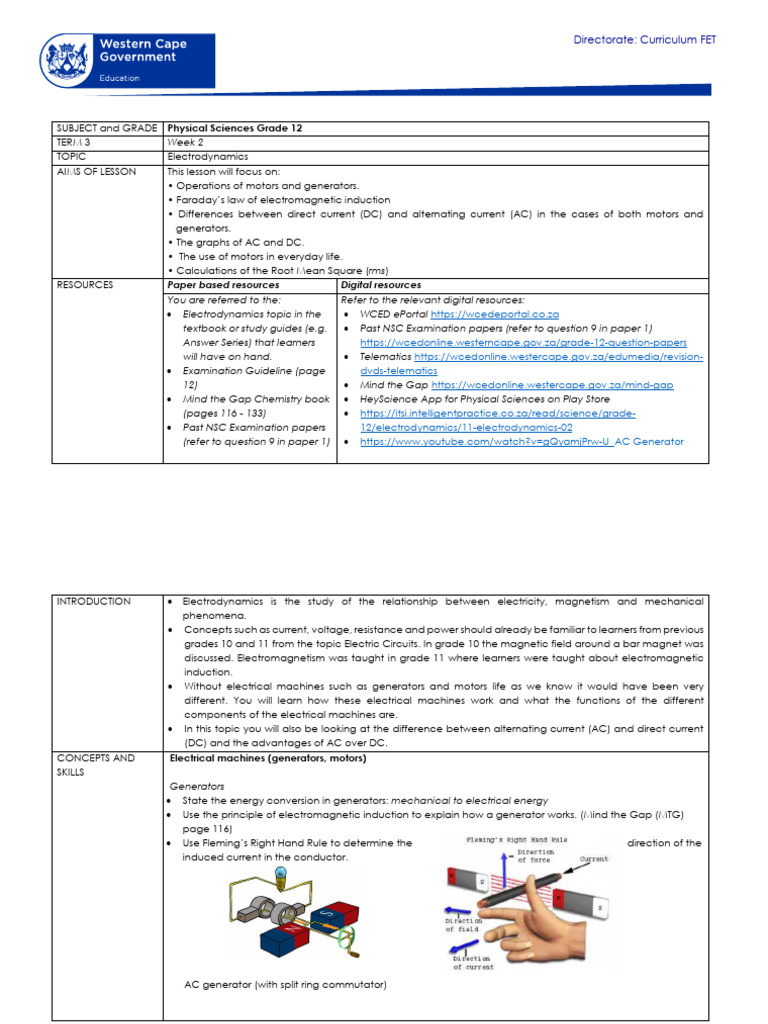 Physical Science Grade 12 Term 3 Week 2 - 2020 | PDF | Alternating ...
