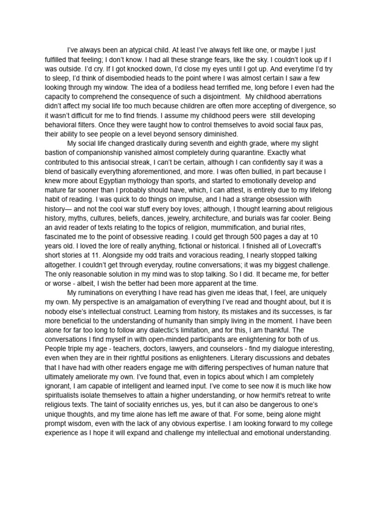 College Essay Base Script | PDF | Behavioural Sciences | Psychology