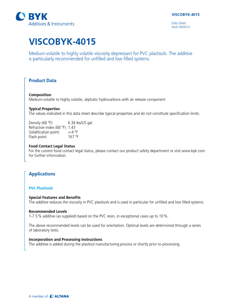 Viscosity Depressant for PVC Plastisols | PDF | Materials | Chemical ...