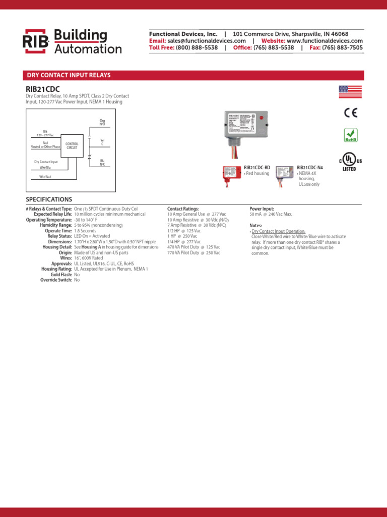 RIB21CDC | PDF | Relay | Switch