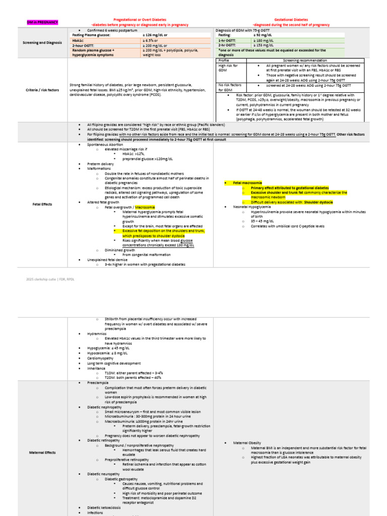 OB LE1 Reviewer | PDF | Gestational Diabetes | Hypertension