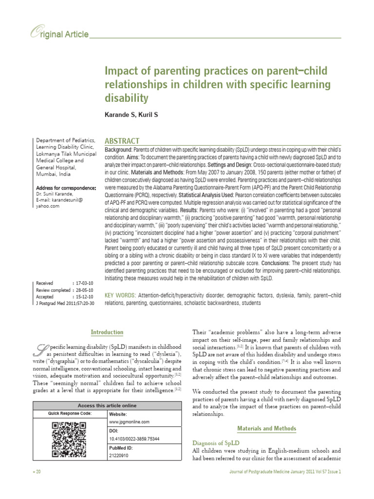Impact of Parenting Practices On Parent | PDF | Learning Disability ...