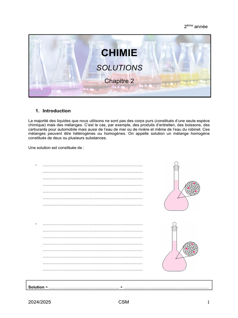 Comprendre les solutions en chimie | PDF | Ion | Dissociation (chimie)