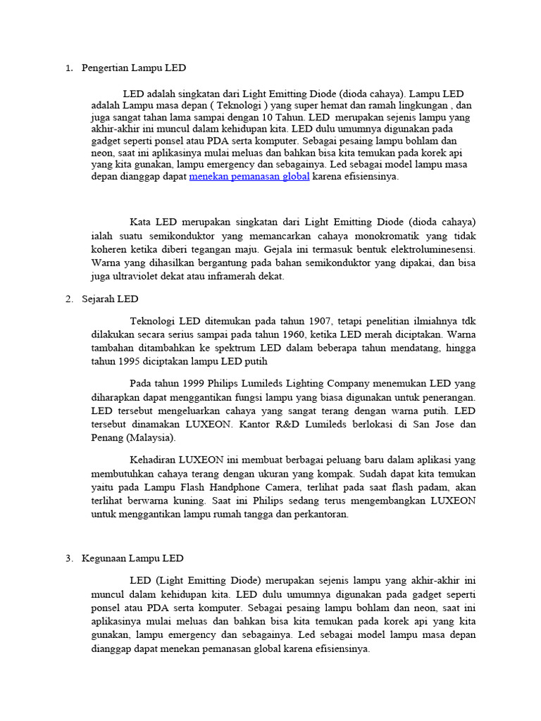 Keunggulan dan Sejarah Lampu LED | PDF