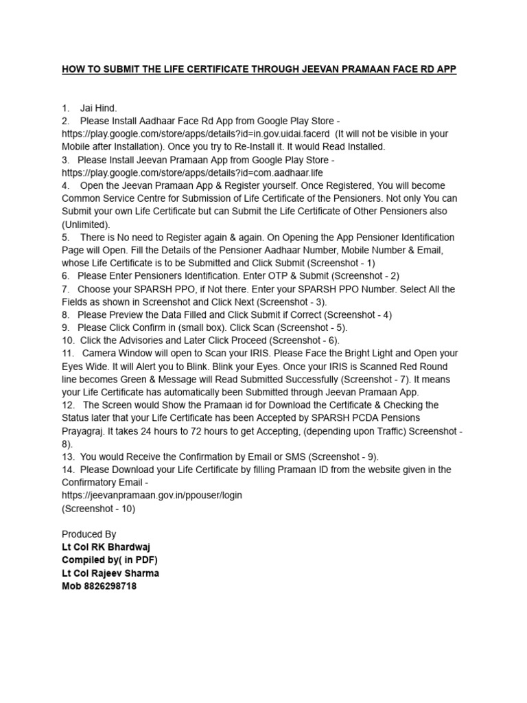Submit Life Certificate via Jeevan Pramaan App | PDF | Google Play ...