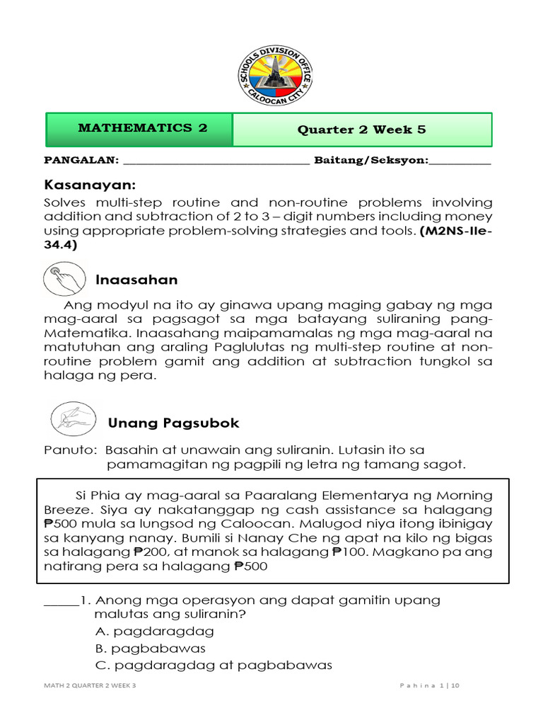 Math 2 QTR 2 Week 5 | PDF