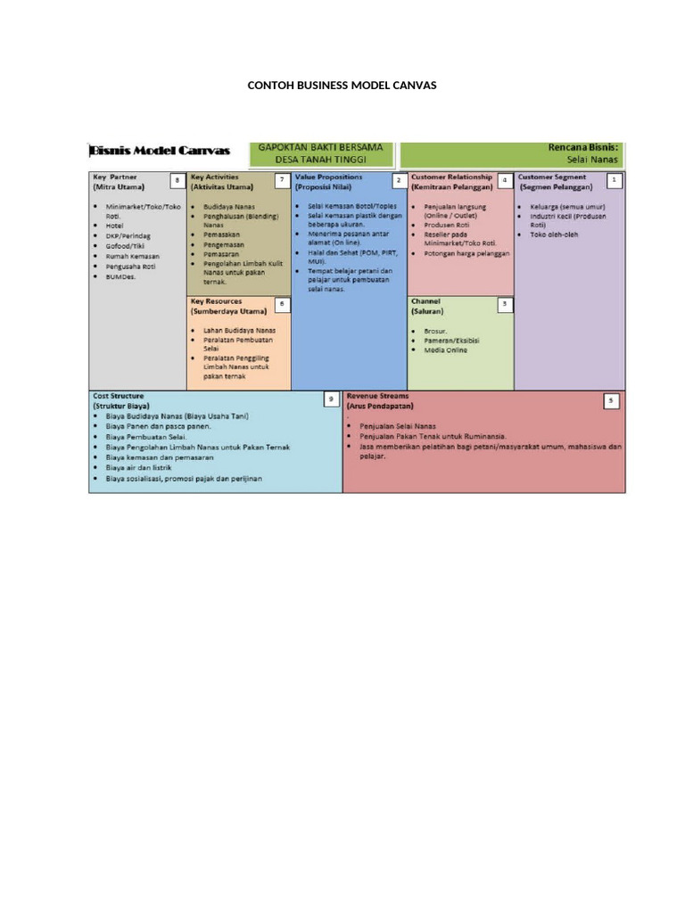 Contoh Business Model Canvas | PDF