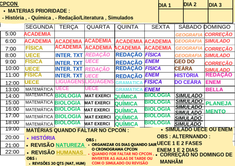 Cronograma de Estudos para ENEM e UECE | PDF