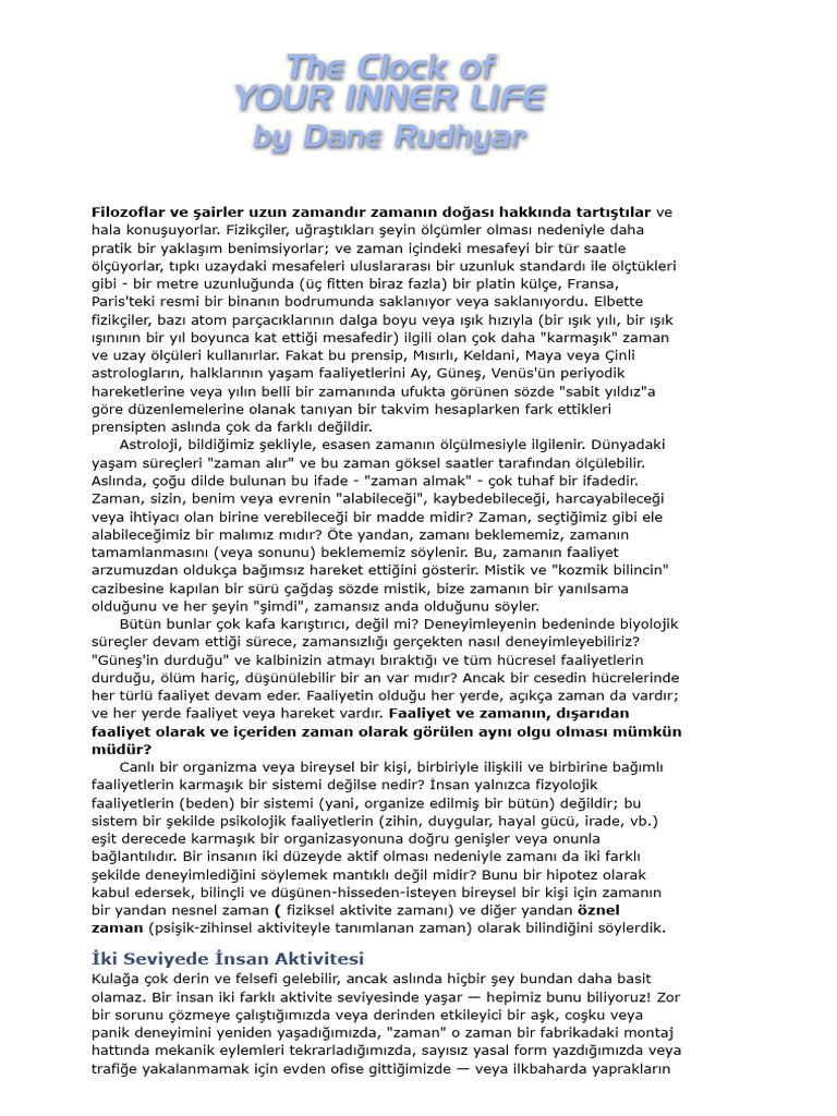 Dane Rudhyar'ın İç Yaşamınızın Saati | PDF