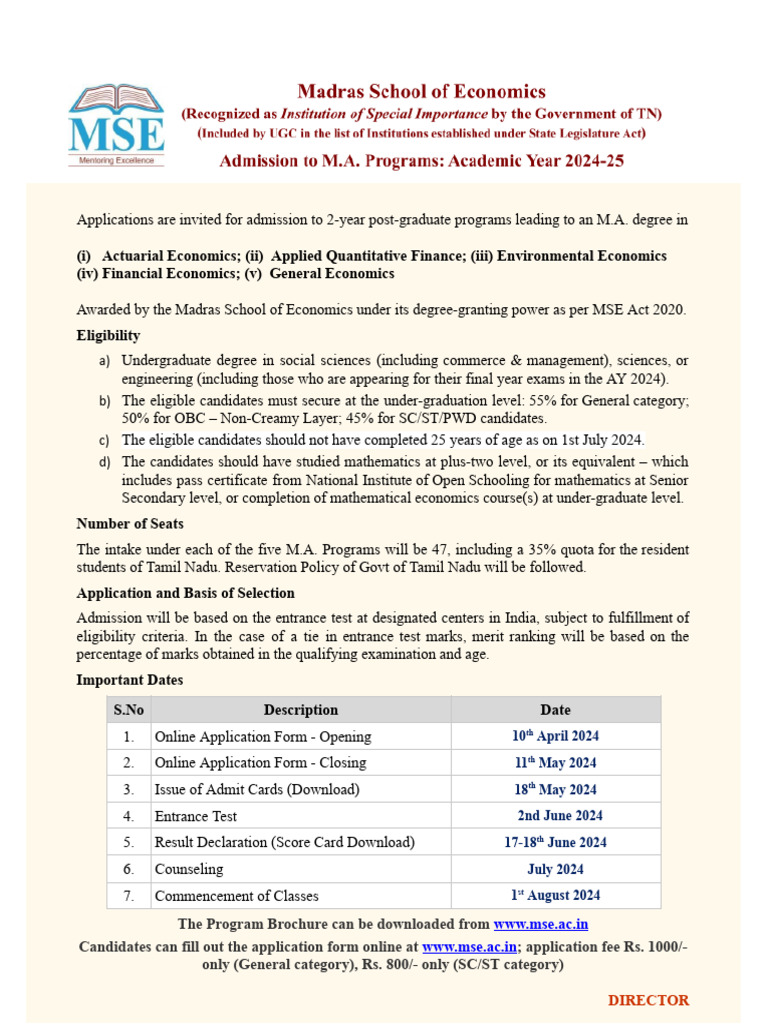MSE MA Programs Advertisement 2024 1 | PDF | University And College ...